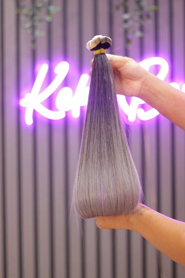 TAPE HAIR 18" Tape 💯 Human Hair Ombrey Light ash grey/Vietnam Hair/Super double drawn