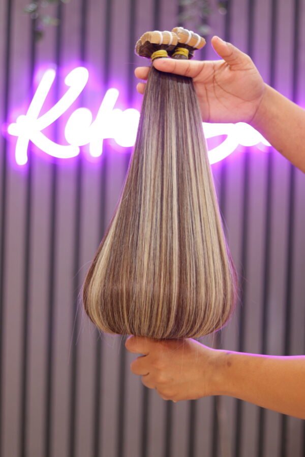 TAPE HAIR 22" Tape 💯 Human Hair HighLight olive/Vietnam Hair/Super double drawn