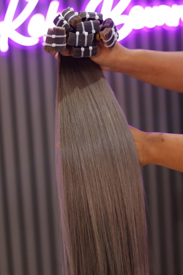 TAPE HAIR 18" Tape 💯 Human Hair Ombrey dark ash grey/Vietnam Hair/Super double drawn copy